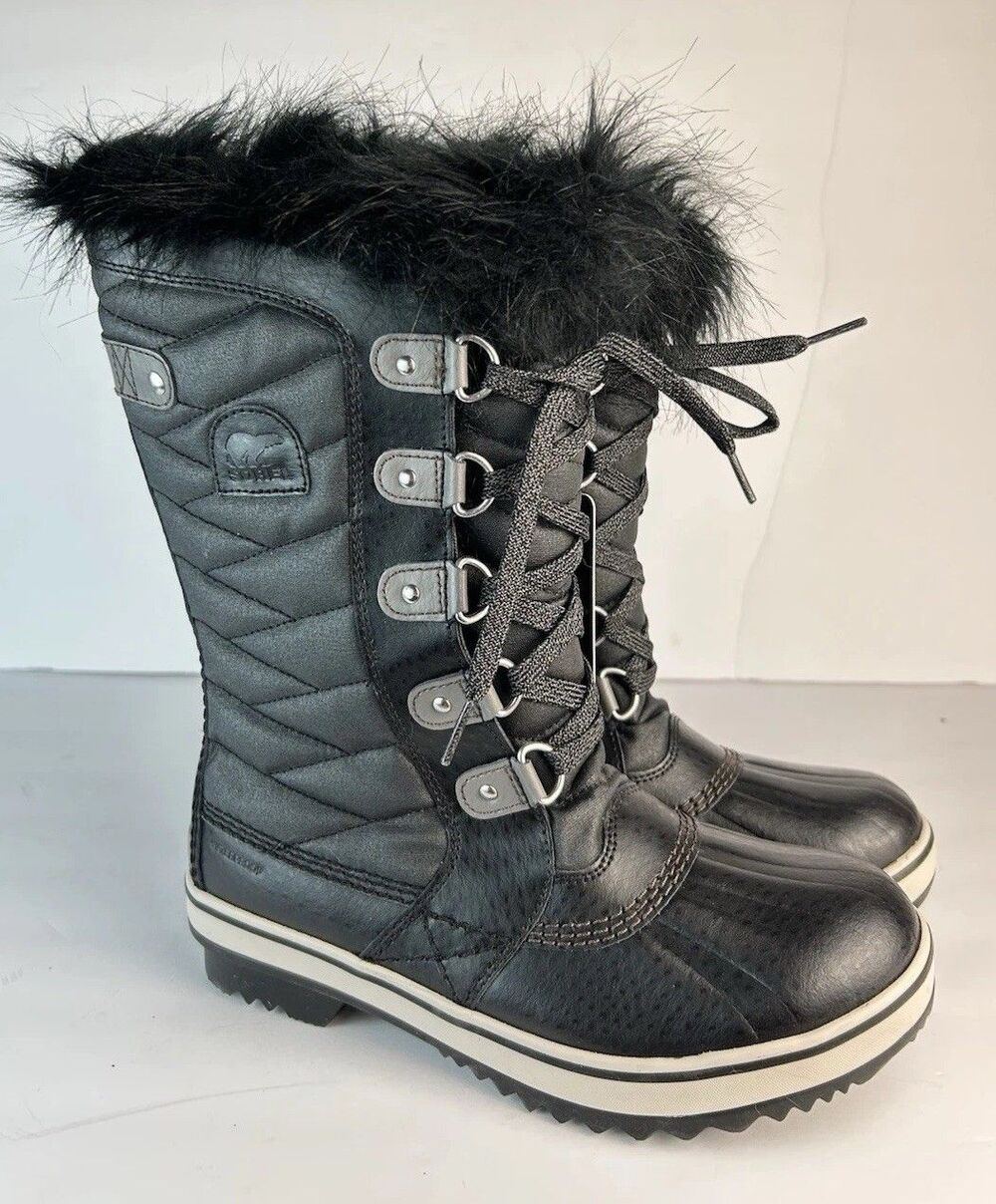 Sorel Tofino II W 7.5-8 EU 38 Black Waterproof Faux Fur NY5188 READ SIZING NWT